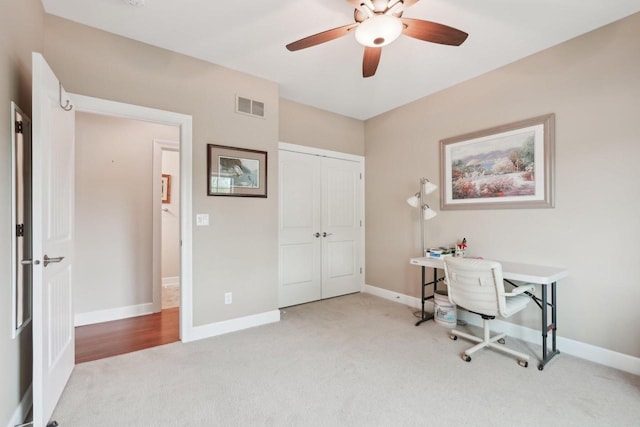 2140 Prairie View Pt, Lake Geneva, WI 53147 - carpeted office space with ceiling fan and baseboards