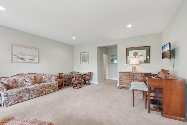 2140 Prairie View Pt, Lake Geneva, WI 53147 - living room with light carpet, recessed lighting, and baseboards