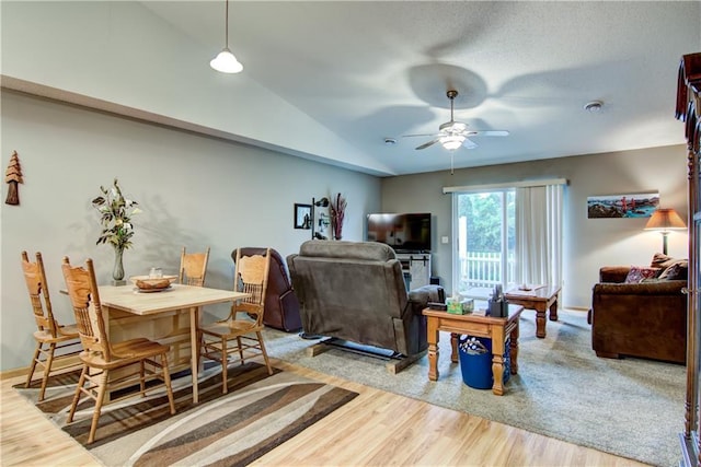 13037 40th Ave Ave, Chippewa Falls, WI 54729 - living room with wood finished floors, lofted ceiling, and ceiling fan