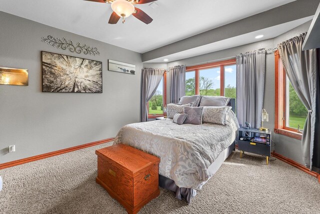 W5412 Bowe Ln, Fond Du Lac, WI 54937 - bedroom with carpet flooring, baseboards, ceiling fan, and recessed lighting