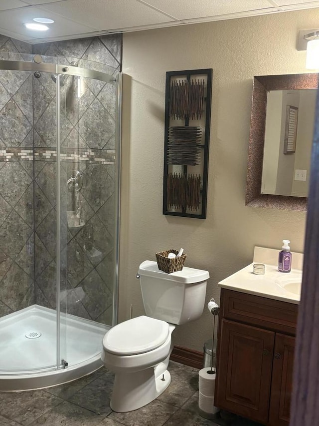 W5412 Bowe Ln, Fond Du Lac, WI 54937 - bathroom with toilet, a stall shower, and vanity
