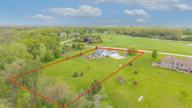 W5412 Bowe Ln, Fond Du Lac, WI 54937 - overview of rural landscape with property parcel outlined