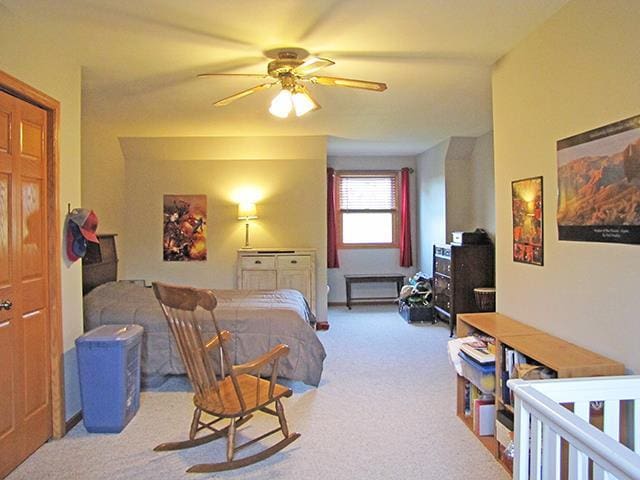 1060 Kamla Ct, Platteville, WI 53818 - bedroom with carpet floors and ceiling fan