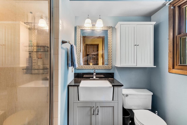 2845 Cambridge Cir, Brookfield, WI 53045 - bathroom featuring toilet, a stall shower, and vanity