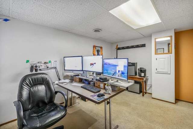 2845 Cambridge Cir, Brookfield, WI 53045 - office space with a paneled ceiling, carpet floors, and baseboards