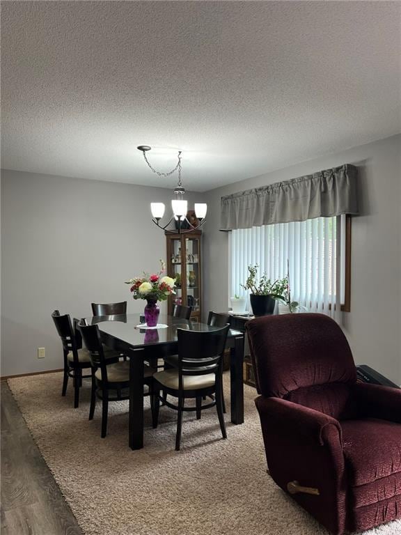 1123 Glades Dr, Altoona, WI 54720 - dining room with a chandelier, a textured ceiling, and wood finished floors