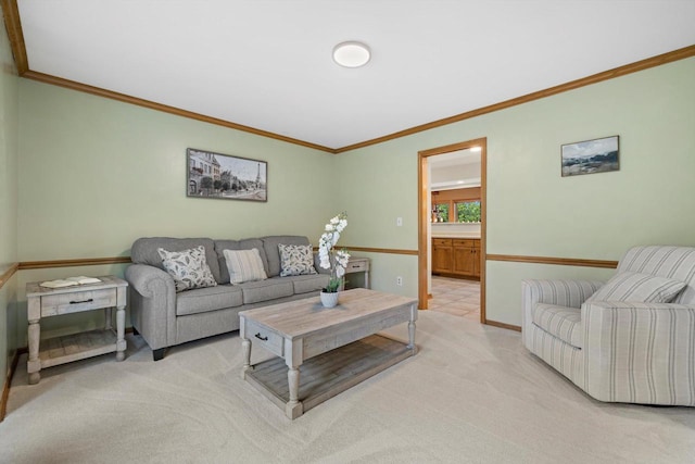4330 Wilderness Dr, Mount Pleasant, WI 53403 - living area featuring crown molding, light colored carpet, and baseboards