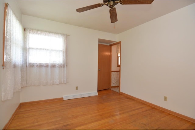 4802 Meredithe Ave, Madison, WI 53716 - unfurnished room with light wood-style floors, a ceiling fan, and baseboards