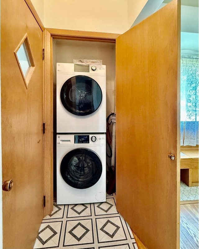 4802 Meredithe Ave, Madison, WI 53716 - washroom with stacked washer / dryer