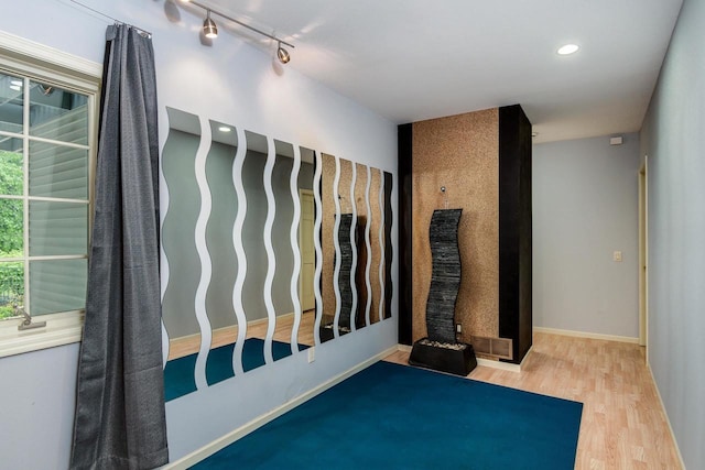 9121 Blackhawk Rd, Middleton, WI 53562 - unfurnished room featuring wood finished floors, rail lighting, baseboards, and recessed lighting
