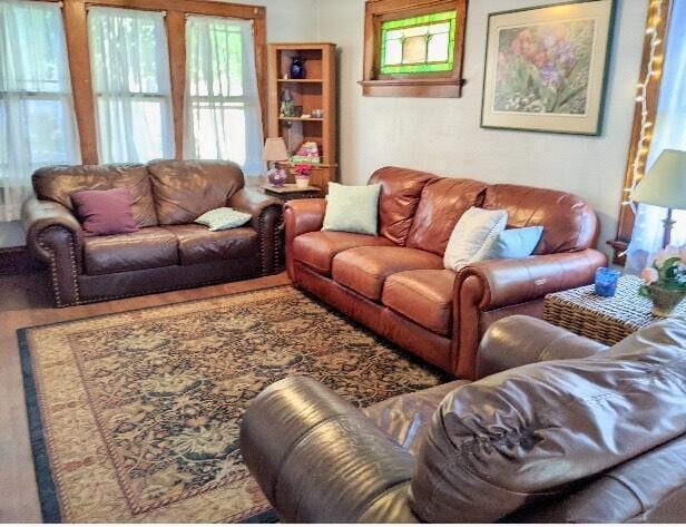 living room with wood finished floors