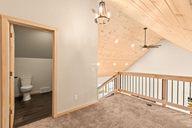 2806 3rd Ct, Oxford, WI 53952 - bonus room featuring vaulted ceiling, a ceiling fan, a chandelier, baseboards, and carpet