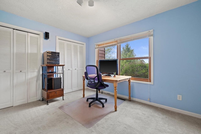 N6120 Evergreen Dr, Elkhorn, WI 53121 - office area with carpet floors, baseboards, and a textured ceiling