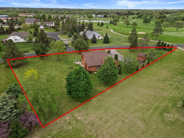 N6120 Evergreen Dr, Elkhorn, WI 53121 - aerial view of property and surrounding area with property boundaries highlighted and a golf course