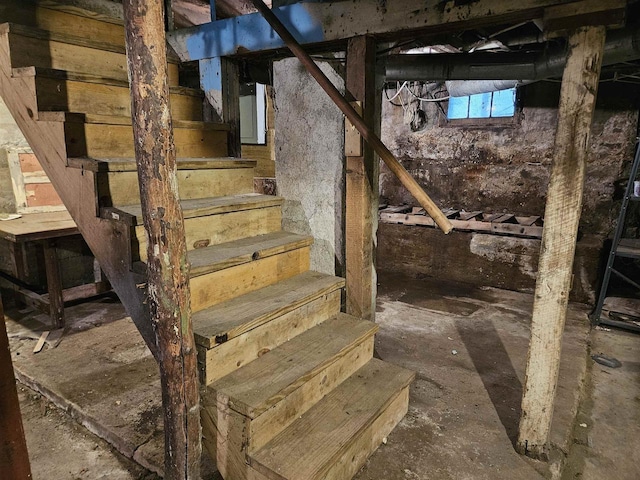 308 W Prospect St, Endeavor, WI 53930 - unfinished below grade area featuring stairway