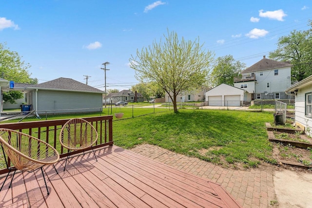 610 W Franklin St, Portage, WI 53901 - wooden deck featuring a residential view and a garage