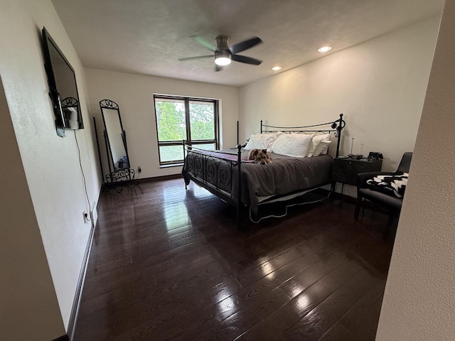 N1961 Hickory Ln, La Crosse, WI 54601 - bedroom featuring wood-type flooring, baseboards, a ceiling fan, and recessed lighting