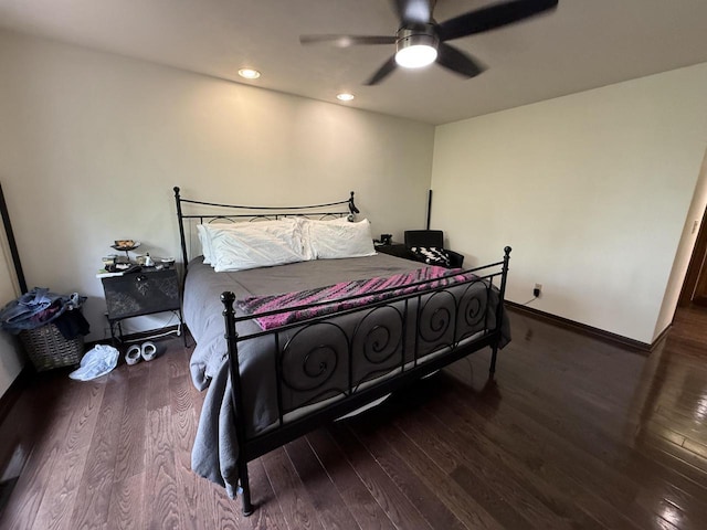 N1961 Hickory Ln, La Crosse, WI 54601 - bedroom with wood finished floors, baseboards, recessed lighting, and ceiling fan
