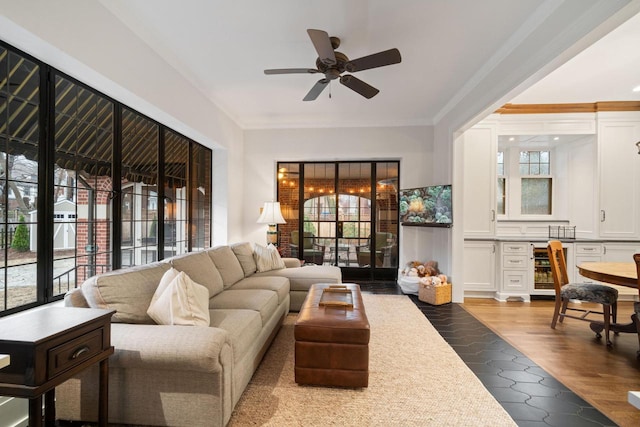 2663 N Wahl Ave, Milwaukee, WI 53211 - living room featuring a ceiling fan and ornamental molding