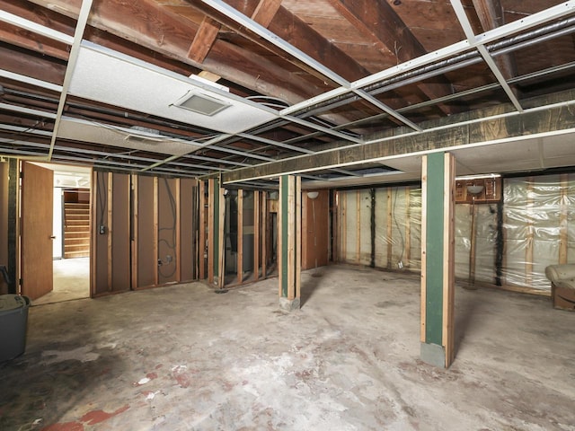 view of unfinished below grade area