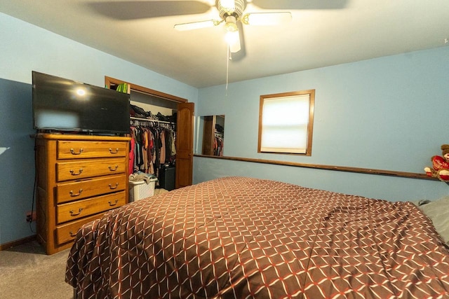 105 Glenview Dr, Tomah, WI 54660 - bedroom featuring a closet, carpet flooring, and a ceiling fan
