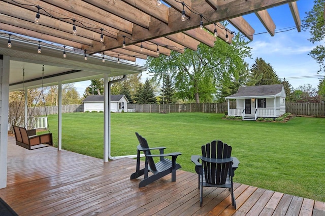 4531 Tabor Rd, Racine, WI 53402 - deck featuring an outbuilding and a pergola