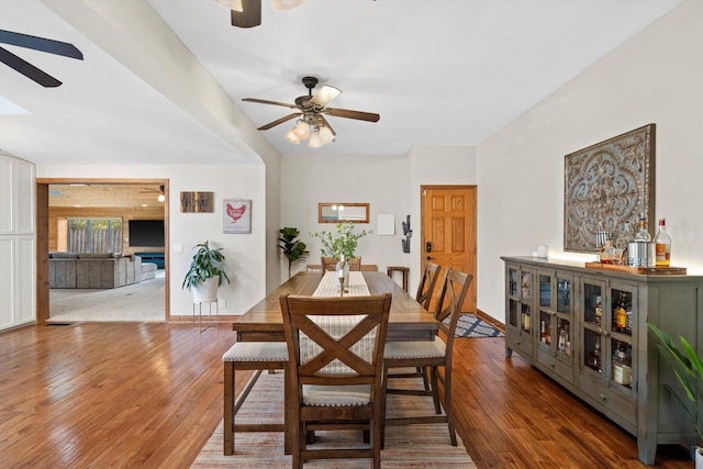 4531 Tabor Rd, Racine, WI 53402 - dining area with a ceiling fan and hardwood / wood-style flooring
