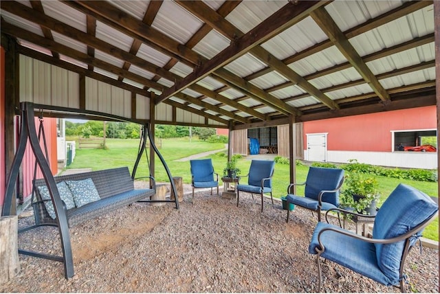 2929 170th St, Frederic, WI 54837 - view of patio with an outdoor structure and a pole building