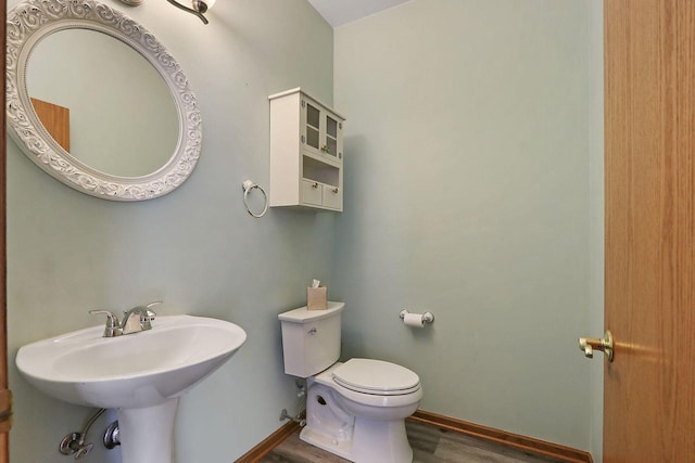 4669 S Forest Point Blvd, New Berlin, WI 53151 - bathroom with toilet, wood finished floors, baseboards, and a sink