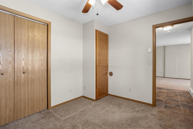 925 S W Ct Unit A, Appleton, WI 54915 - unfurnished bedroom featuring carpet flooring, baseboards, and ceiling fan