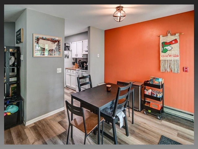 6710 Park Ridge Dr Unit B, Madison, WI 53719 - dining space with light wood-type flooring, a baseboard radiator, and baseboards