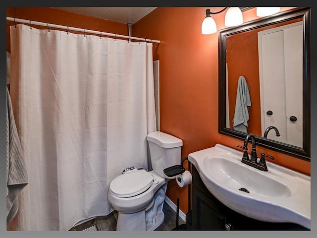 6710 Park Ridge Dr Unit B, Madison, WI 53719 - bathroom featuring vanity, toilet, and curtained shower