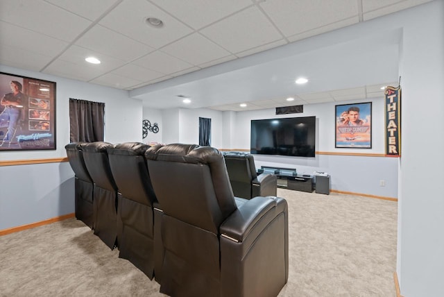 1500 Wolf Dr, West Bend, WI 53090 - carpeted cinema room featuring a drop ceiling and baseboards