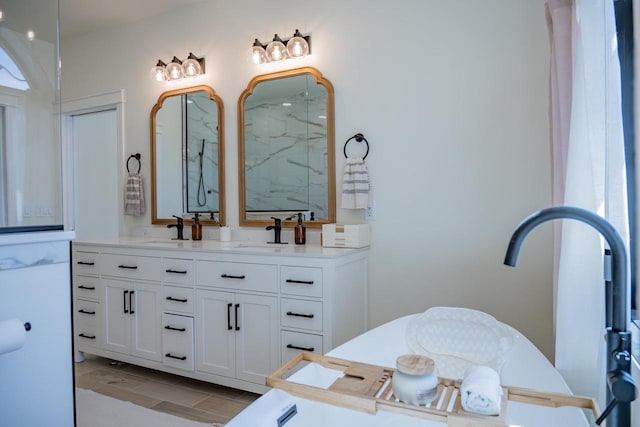 W5613 37th St, New Lisbon, WI 53950 - full bath with double vanity and a marble finish shower