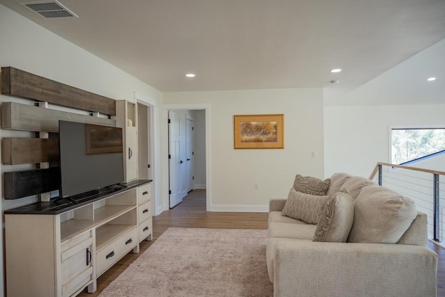 W5613 37th St, New Lisbon, WI 53950 - living area featuring dark wood-type flooring, baseboards, and recessed lighting