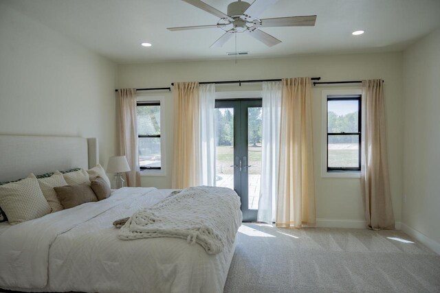W5613 37th St, New Lisbon, WI 53950 - carpeted bedroom featuring french doors, access to outside, multiple windows, baseboards, and recessed lighting