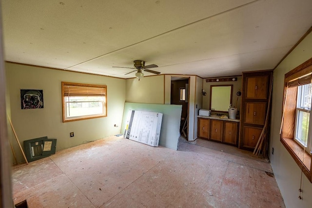 N5172 County Road O, Bruce, WI 54819 - unfurnished living room with plenty of natural light and ceiling fan