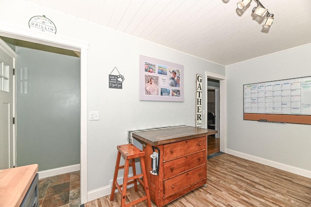 134 W Roberta Ave, Waukesha, WI 53186 - dining space featuring baseboards, wood ceiling, and wood finished floors