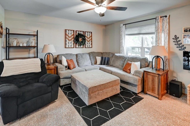 5438 Park Meadow Dr, Madison, WI 53704 - living room with ceiling fan and light carpet