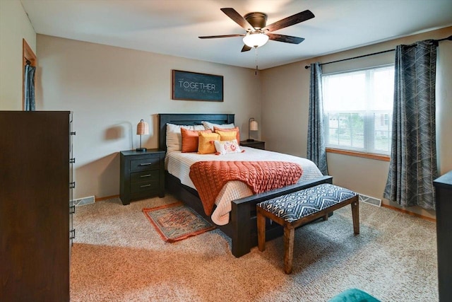 5438 Park Meadow Dr, Madison, WI 53704 - bedroom featuring light colored carpet, ceiling fan, and baseboards