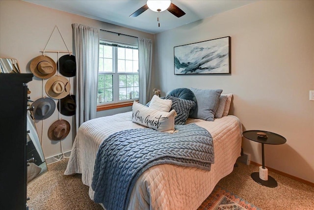 5438 Park Meadow Dr, Madison, WI 53704 - bedroom featuring carpet, baseboards, and a ceiling fan