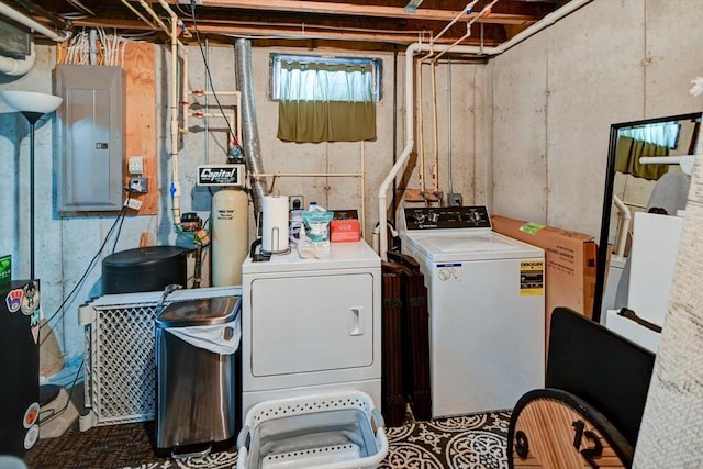 5438 Park Meadow Dr, Madison, WI 53704 - laundry room with electric panel and washing machine and clothes dryer