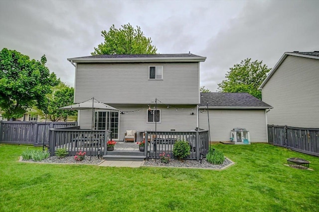 5438 Park Meadow Dr, Madison, WI 53704 - rear view of property featuring a deck and a fire pit