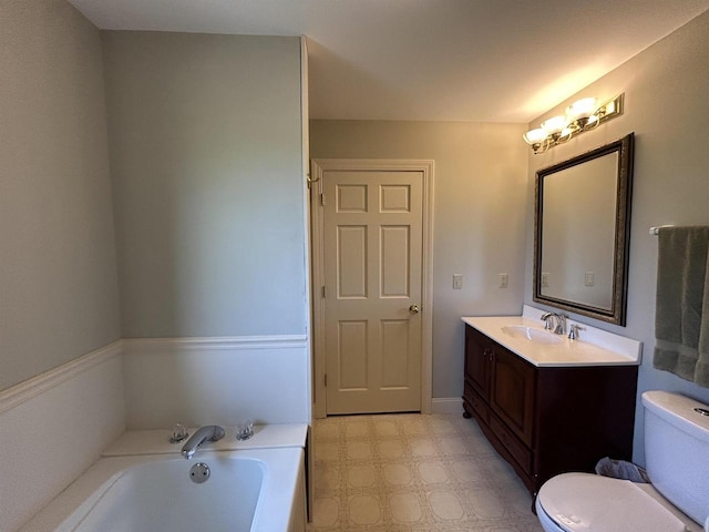 13412 Glacier Rd, Tomah, WI 54660 - bathroom with a bath, toilet, tile patterned floors, and vanity