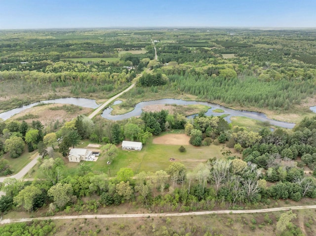 W6870 Czech Ln, Neshkoro, WI 54960 - aerial overview of property's location with a nearby body of water and a heavily wooded area