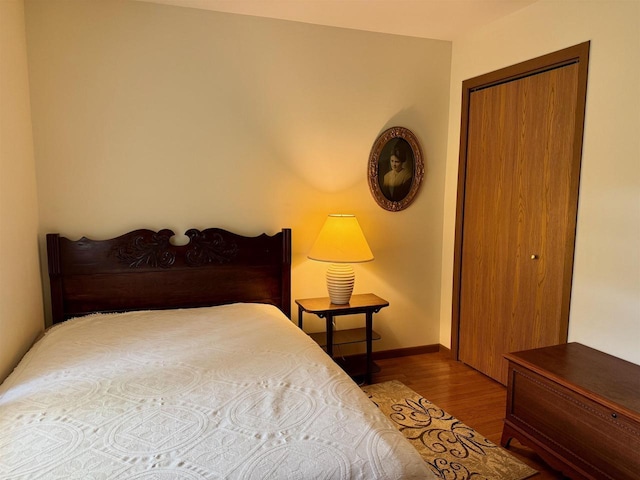 W9519 Skogen Rd, Cambridge, WI 53523 - bedroom featuring wood finished floors, a closet, and baseboards