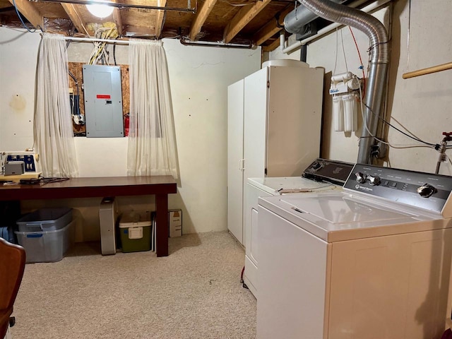 W9519 Skogen Rd, Cambridge, WI 53523 - laundry room with electric panel, independent washer and dryer, and carpet floors