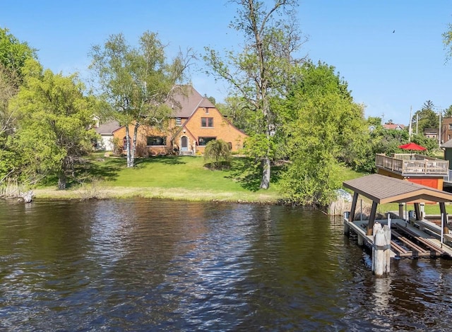 109 Doty St, Fremont, WI 54940 - dock area with a water view and a lawn