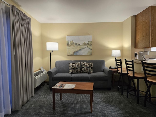 111 Center St Unit 355, Lake Geneva, WI 53147 - living area featuring dark carpet and a wall unit AC