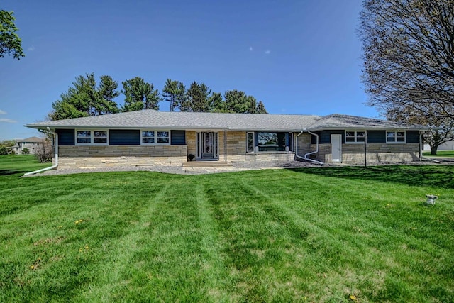 7628 W Mineral Point Rd, Verona, WI 53593 - view of front of property with stone siding and a front yard